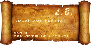 Lazavitzky Beatrix névjegykártya